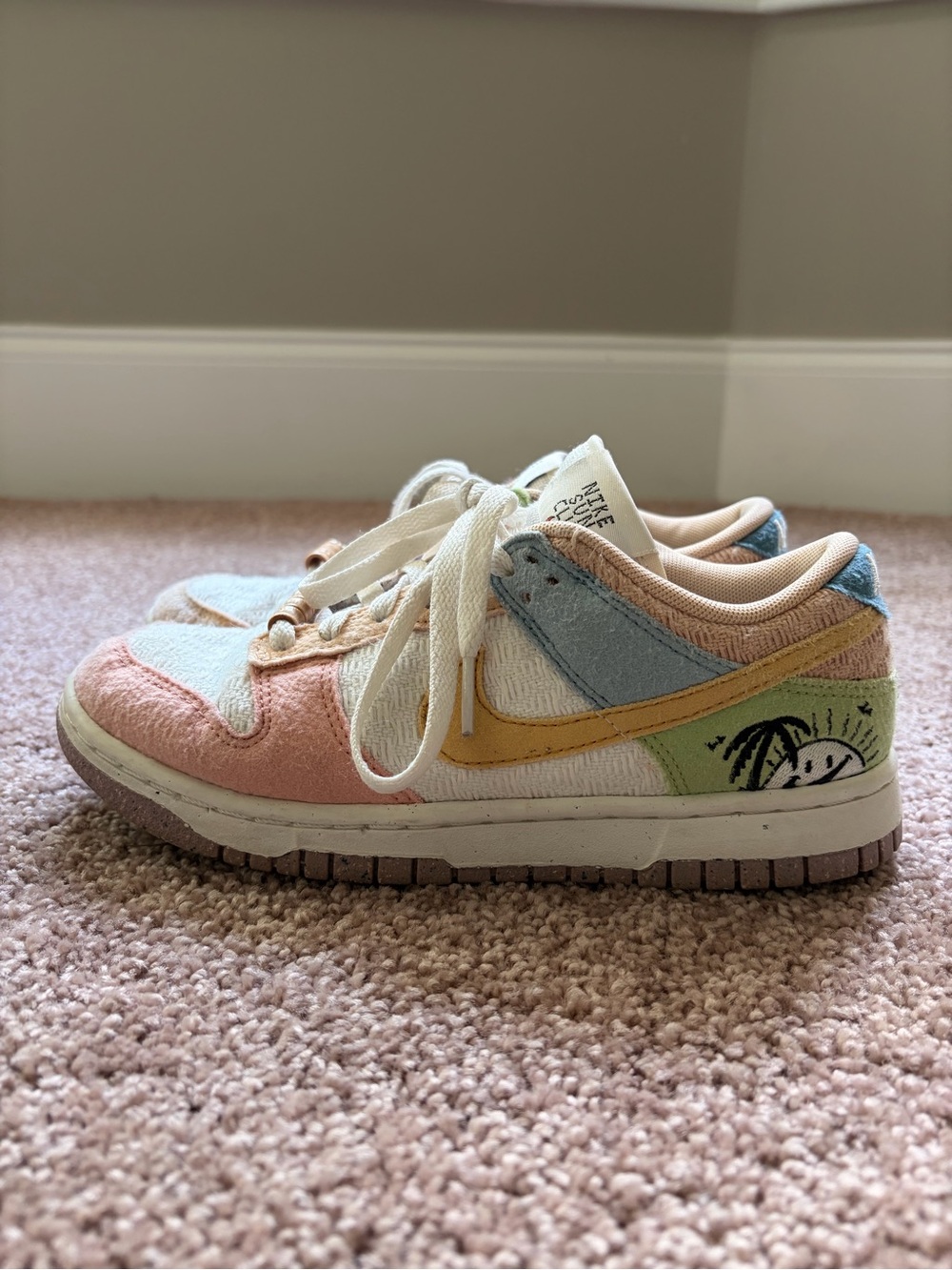 Nike Sub Club Sneakers in Pastel Pink, Blue, Yellow & Green
